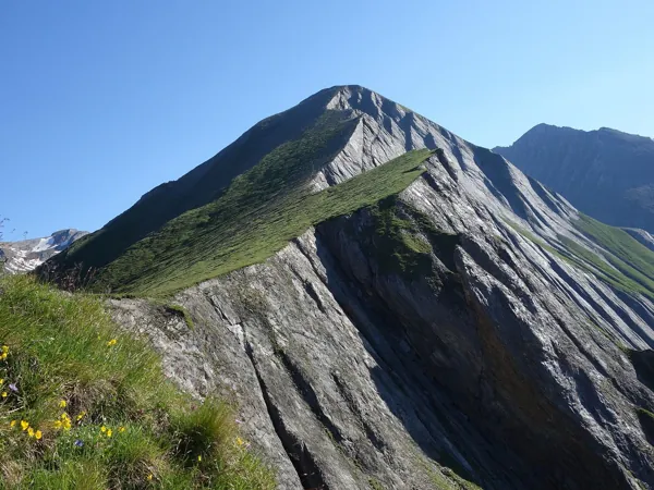 vom Falkenstein Aufstieg Richtung Bunzkögele hinten Bildmitte die Bretterwandspitze