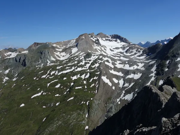 Blick vom Gipfel Bretterwandspitze Richtung Norden Bildmitte der Muntanitz