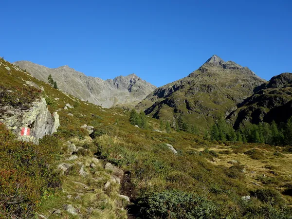 von Lienzer Hütte Aufstieg zum Debantgrat hinten links rechts der Glödis