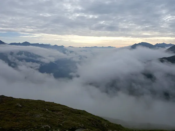 vom Hirschbichl Aufstieg zum Deferegger Pfannhorn Blick Richtung Osten