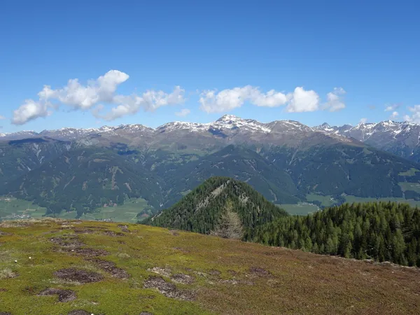 Blick vom Gipfel Dorfberg Richtung Norden MItte hinten der Gumriaul