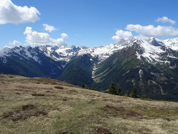 Blick vom Gipfel Dorfberg Richtung Süden hinten Karnische Alpen