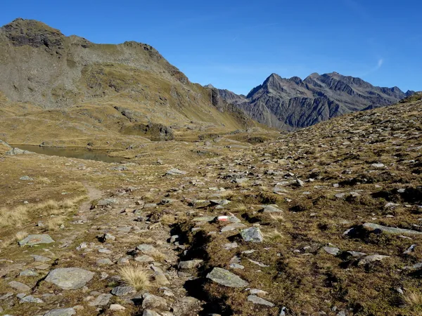 vom Goiselemandl Aufstieg zum östlichen Sattelkopf hinten Bildmitte