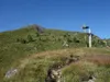 Ankunft beim Wetterkreuz links hinten der Gipfel Langschneid
