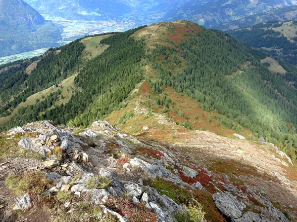 vom Ederplan Aufstieg zum Loneskopf Blick zurück auf Aufstieg