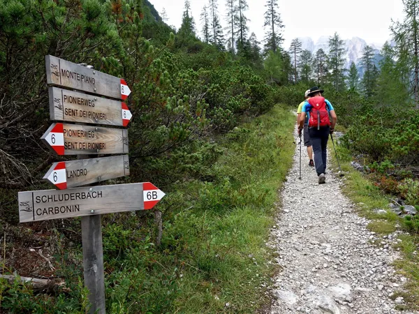 Aufstieg zum Gipfel Monte Piano Beginn Pionierweg