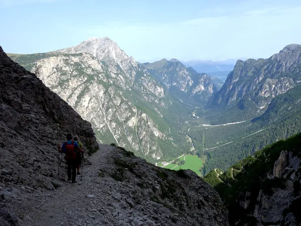 Aufstieg zum Gipfel Monte Piano ueber Pionierweg
