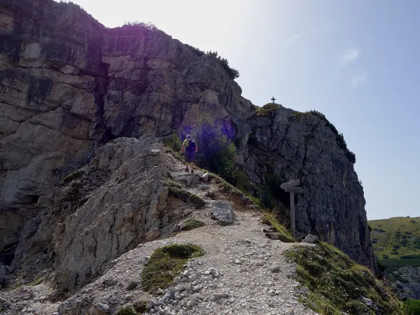 Aufstieg zum Gipfel Monte Piano ueber Pionierweg