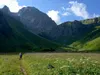 Aufstieg zur Obstanser Seehütte am Obstanser Boden hinten links Roßkopf
