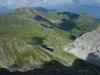 Blick vom Gipfel Pfannspitze Richtung Tiefblick unten Obstansersee Hütte