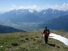vom Gipfel Rotgabele Abstieg Richtung Kleines Schöberl unten Lienz hinten die Lienzer Dolomiten