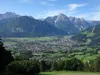 Aufstieg Richtung Tschule unten Lienz hinten die Lienzer Dolomiten