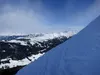 über steilen Gipfelgrat Blick Richtung Nordosten