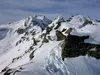 Blick vom Gipfel östl Sattelkopf Richtung Westen hinten die Schleinitz